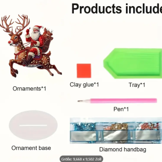 Preview: Diamond Painting 5D Weihnachtsmann Rentier